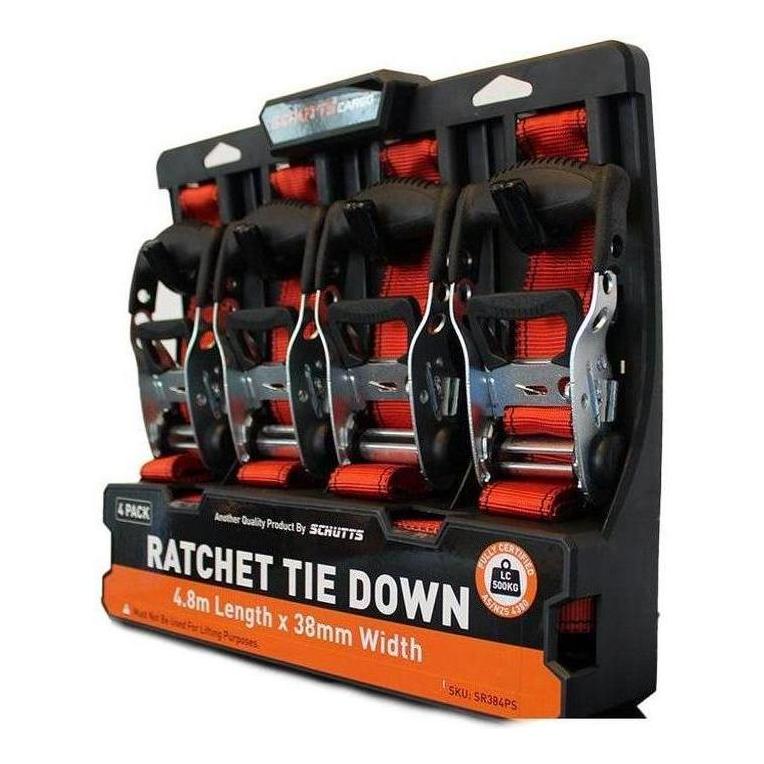 Schutts Quick Release  Ratchet Tie Down 38mm x 4.8m x 4 Pack - Image 2