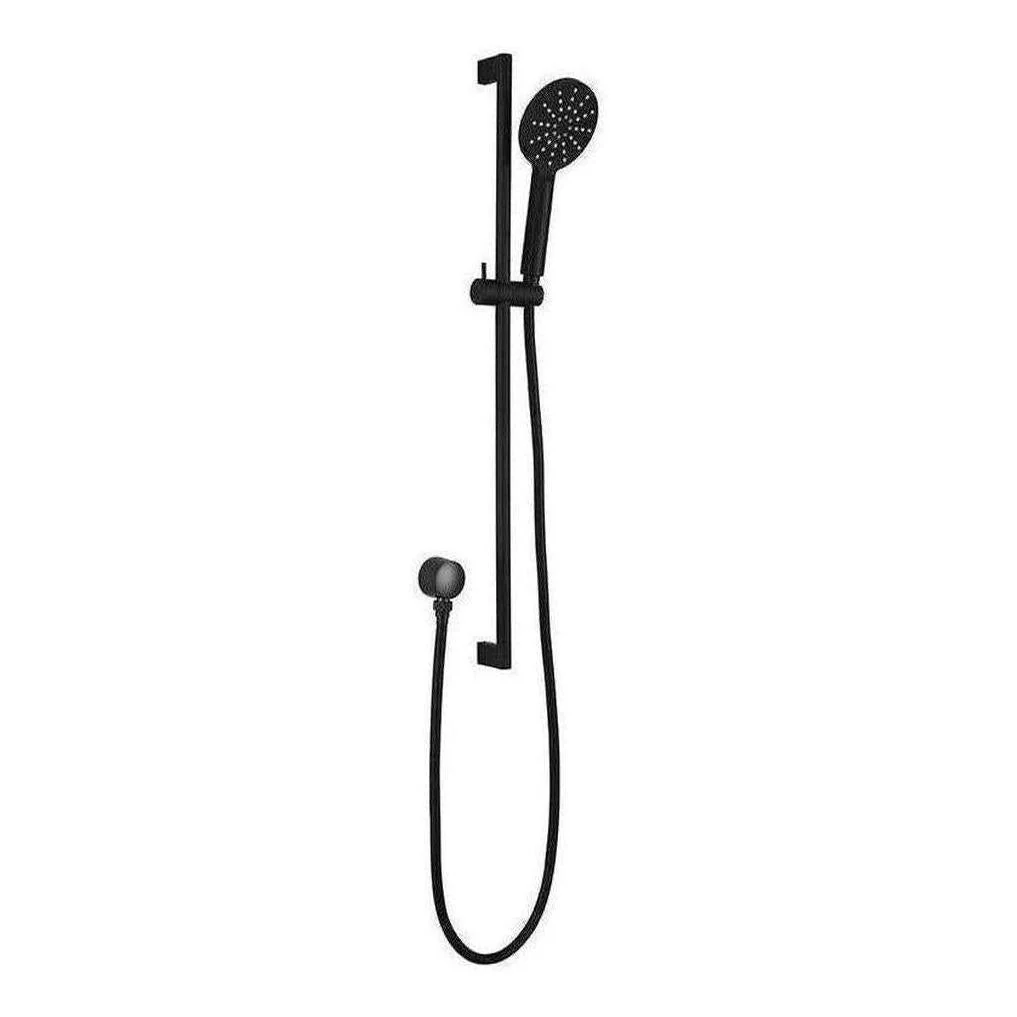 Shower Head On Rail Round Black