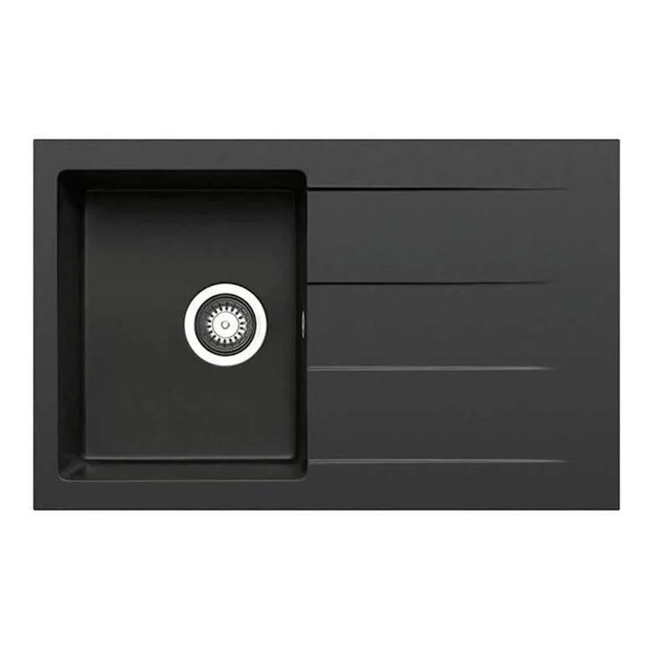 Pradus  Black Granite Composite Sink With Drainer 790 x 500mm
