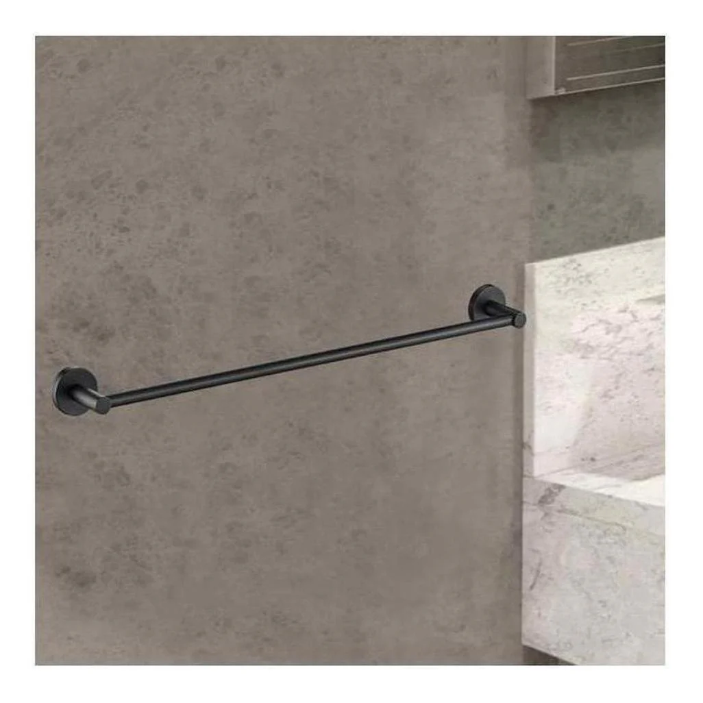 Opus Round Single Rail Towel Rack 600mm Black - Image 2
