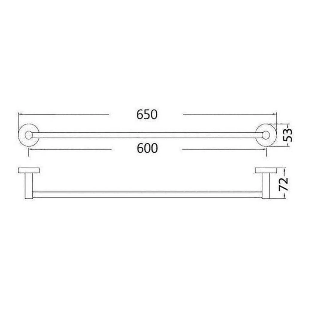 Opus Round Single Rail Towel Rack 600mm Chrome - Image 4