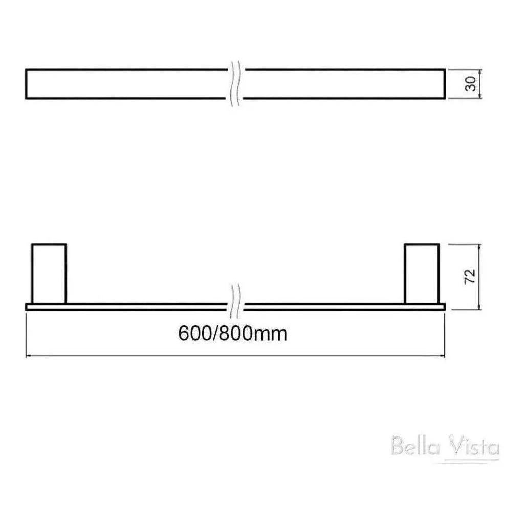 Chunky Single Towel Rail 600mm Chrome - Image 2