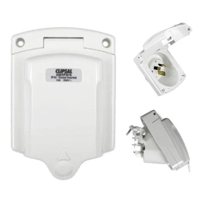 Clipsal 15Amp 240V Power Inlet Socket 3 Pin White - Image 4