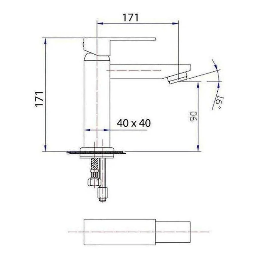 Deko Square Handle Basin Sink Tap Mixer Chrome - Image 2