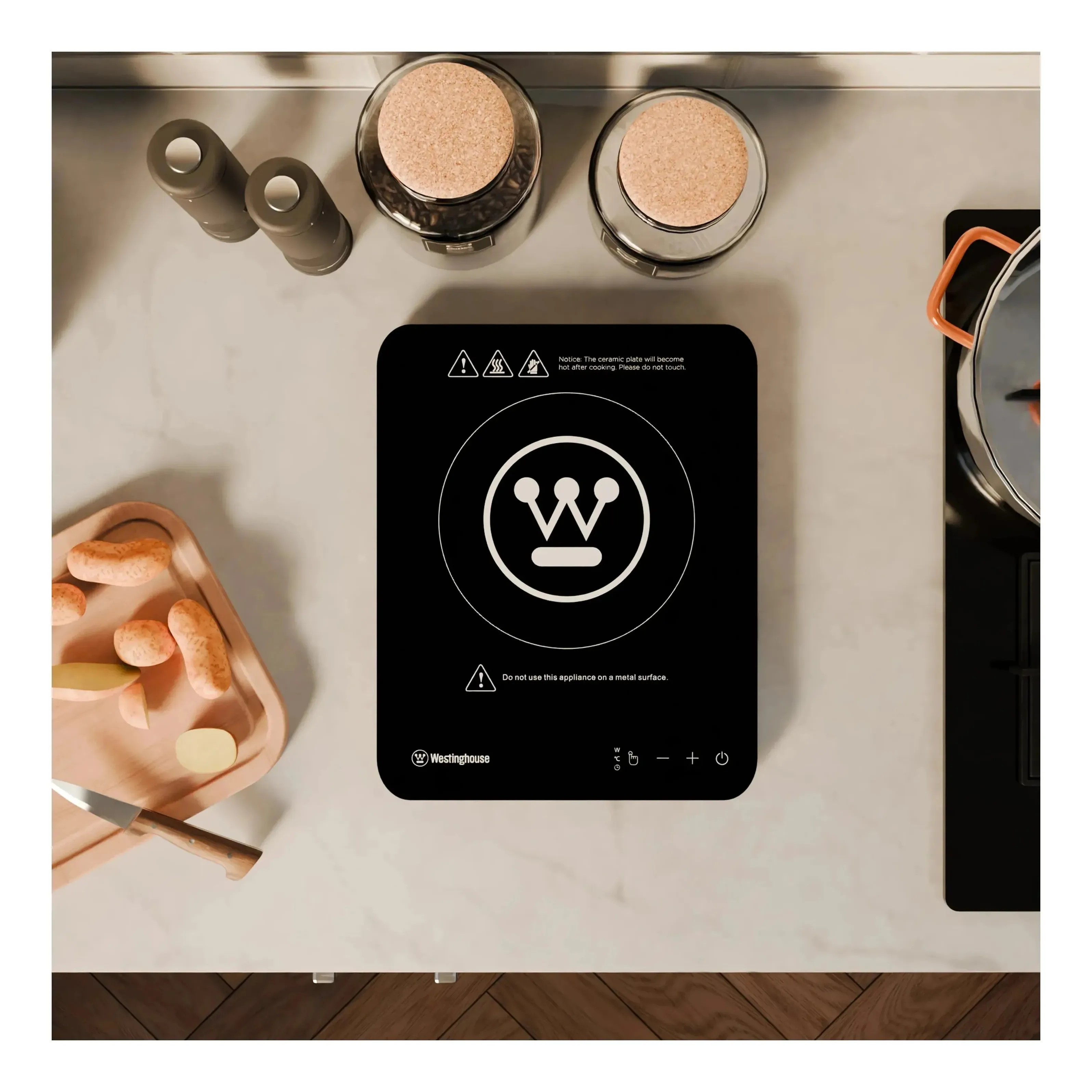 Westinghouse 2000W Single Induction Cooktop Hot Plate Super Slim 280 x 350 x 23mm - Image 6