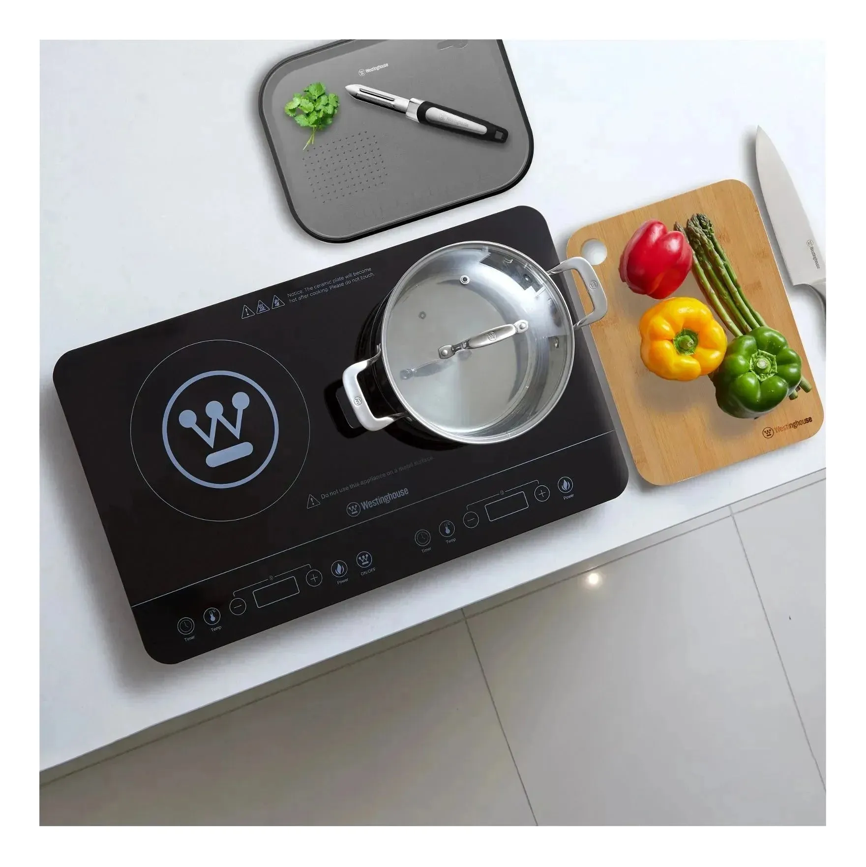 Westinghouse 2400W Twin Induction Cooktop Hot Plate 600 x 360 x 40mm - Image 4