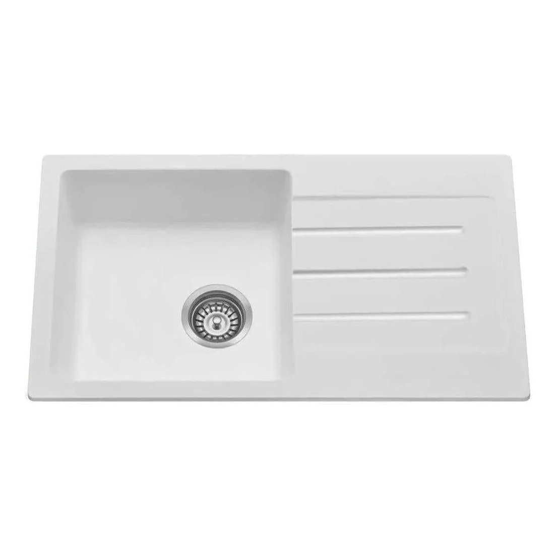 Fomos White Granite Composite Sink With Drainer 770 x 440mm - Image 2